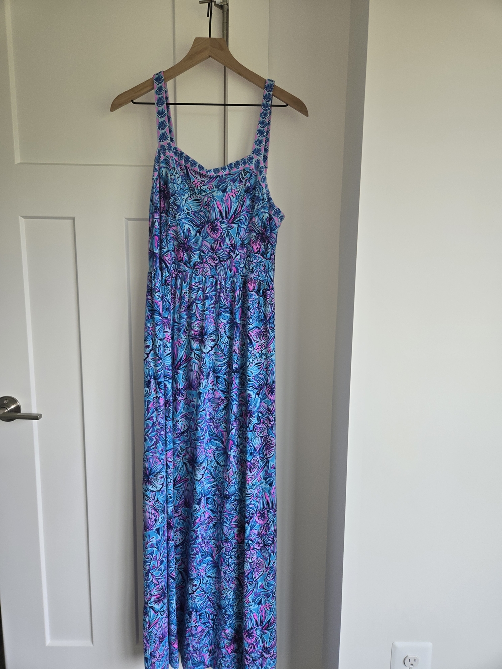 Lilly Pulitzer Turquoise, Blue & Purple Floral Maxi Dress